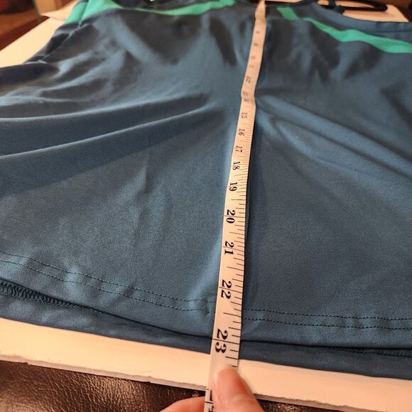 North Face Athletic Tank Top Teal Blue Zip Pocket Racerback Built in Bra - Picture 5 of 9